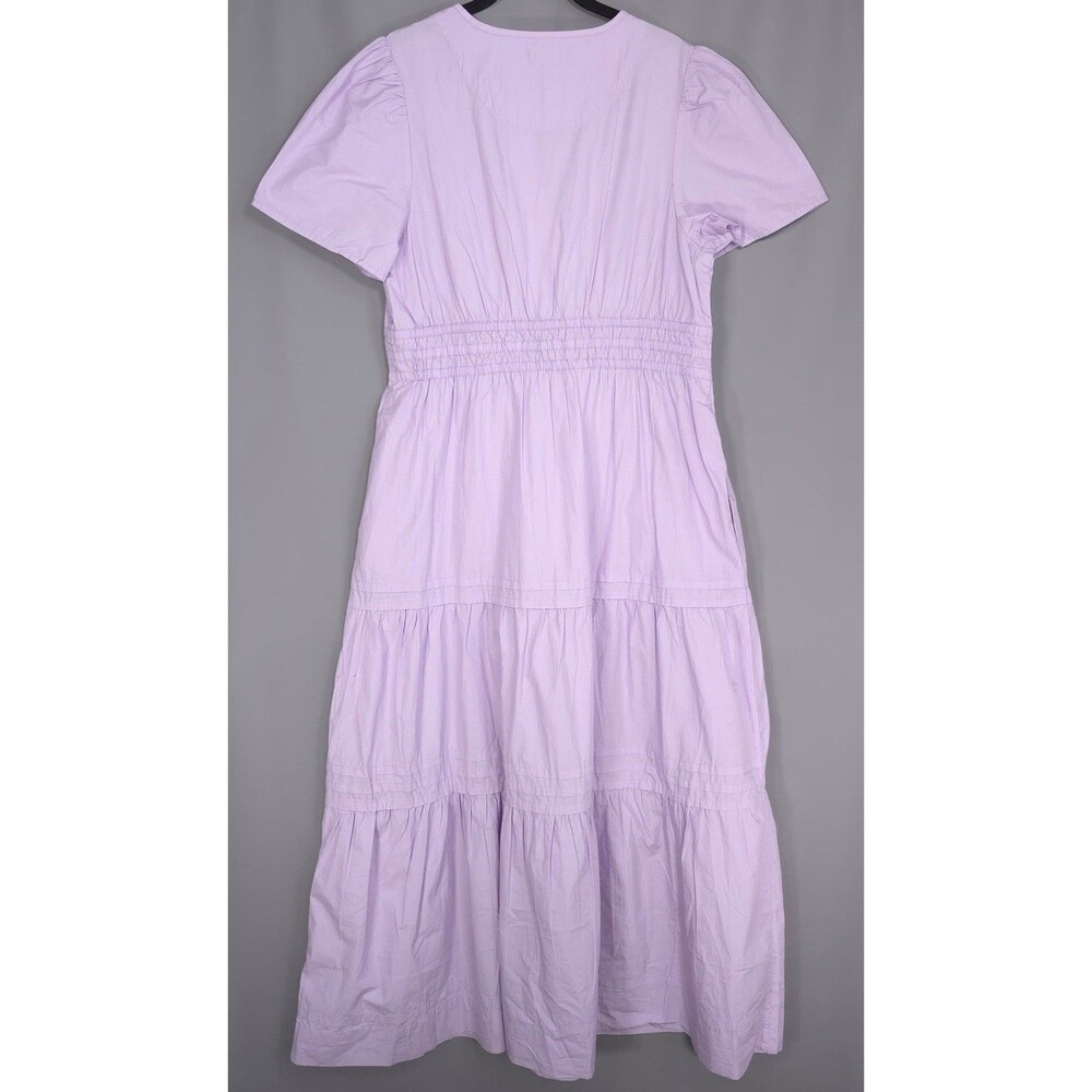 Quince New Women 100% ORGANIC COTTON Poplin Tiered Maxi Dress LARGE Pastel Lilac - Picture 7 of 14